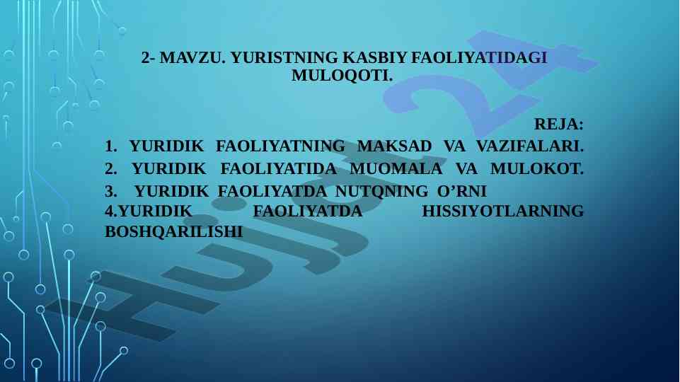 Yuridik faoliyatidagi muloqot tahlili
