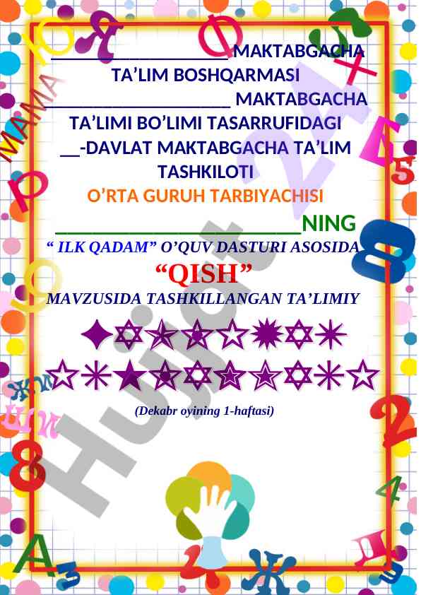 Qish mavzusida ta'limiy dars ishlanmasi