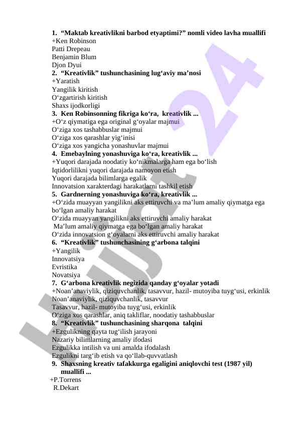 Maktabda kreativlikni barbod etyaptimi?