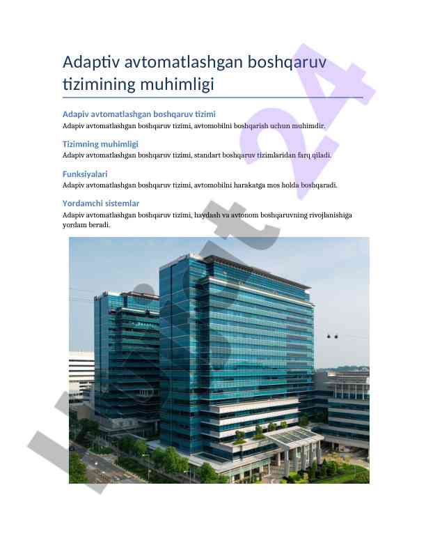 Adapiv avtomatlashgan boshqaruv tizimining muhimligi