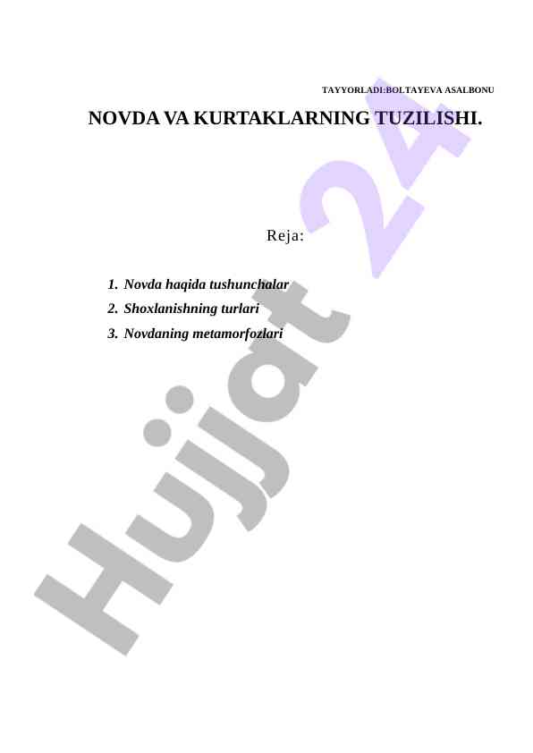 O'simlik novda va kurtaklarning tuzilishi