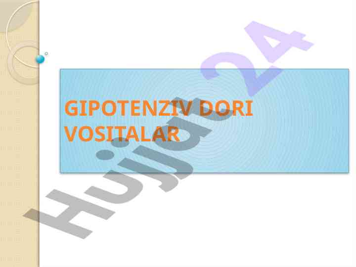 Gipotenziv dori vositalar va uxlarga ta'siri