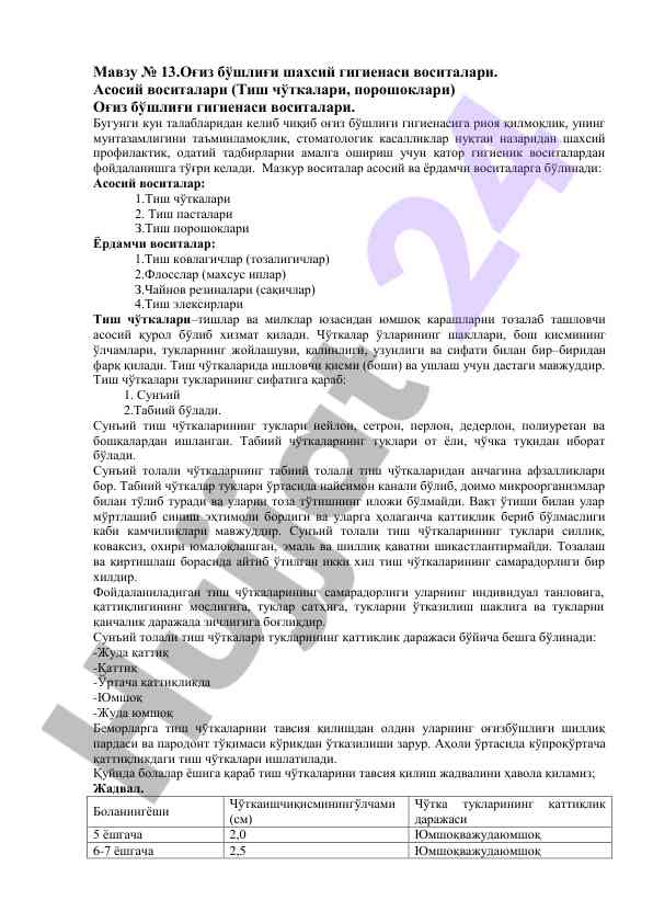 Оғиз бўшлиғи шахсий гигиенаси воситалари