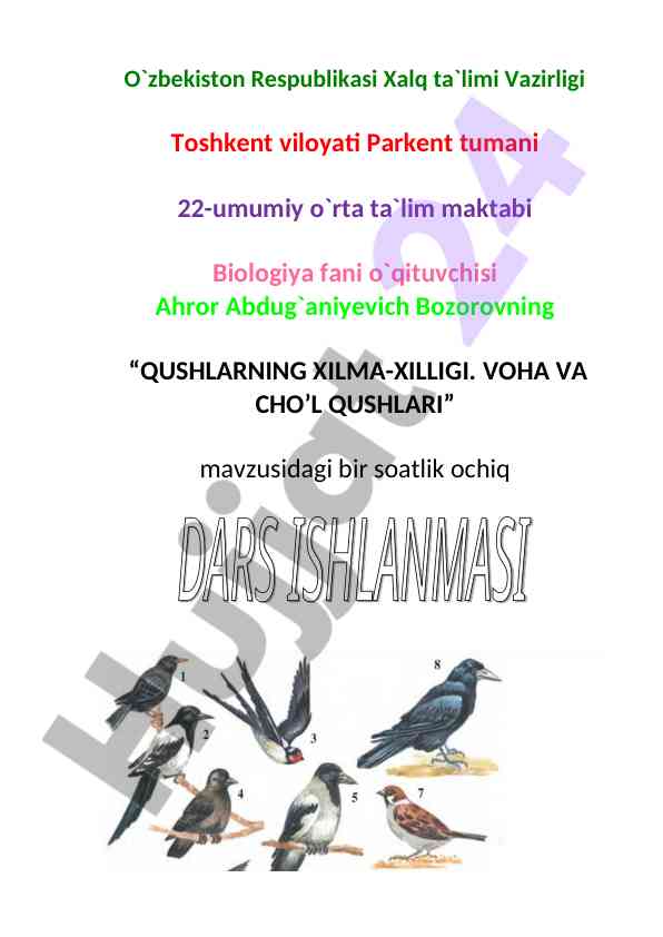 Qushlarning xilma-xilligi voha va cho’l qushlari