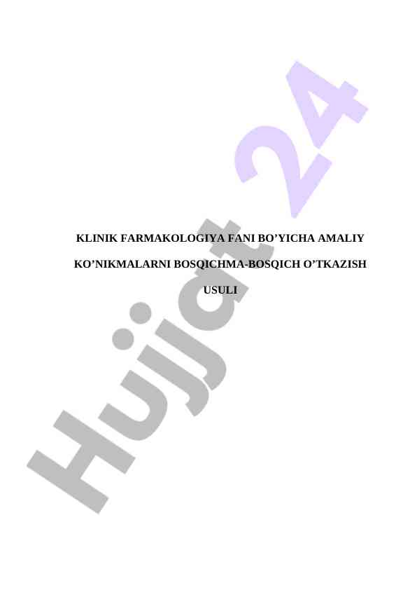Klinik farmakologiyaning amaliy ko‘nikmalari