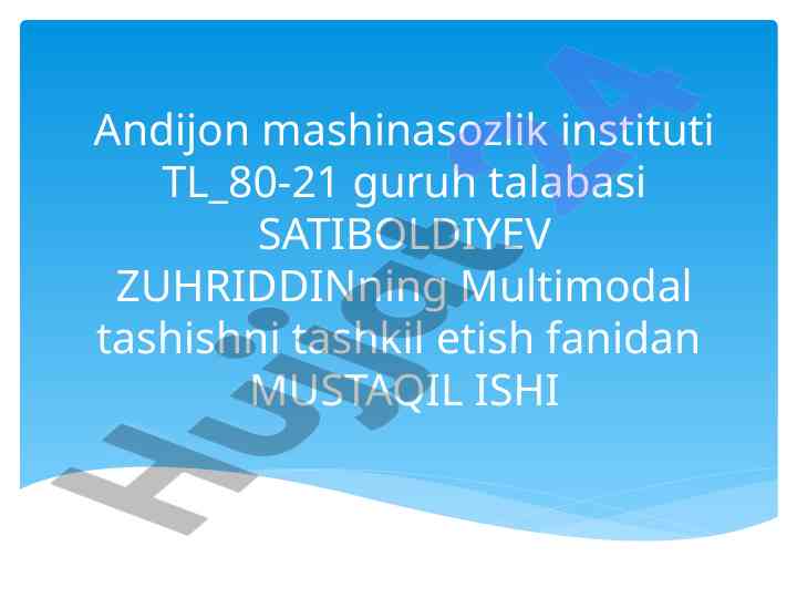Multimodal tashishni tashkil etish bo'yicha mustaqil ish
