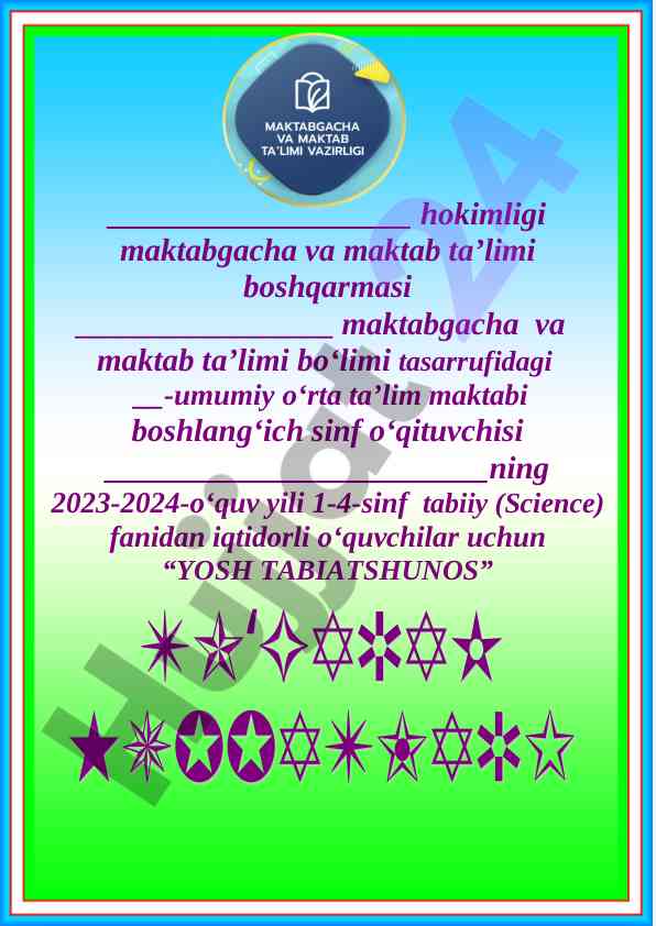 O‘quvchilar uchun yosh tabiatshunos to‘garagi
