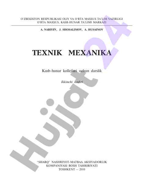 Texnik mexanika darsligi uchun kasb-hunar kollejlari