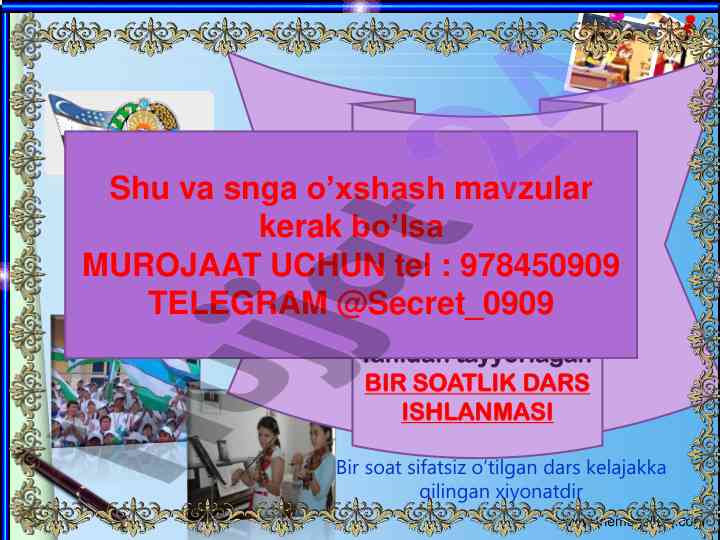 O‘qish fanidan bir soatlik dars ishlanmasi