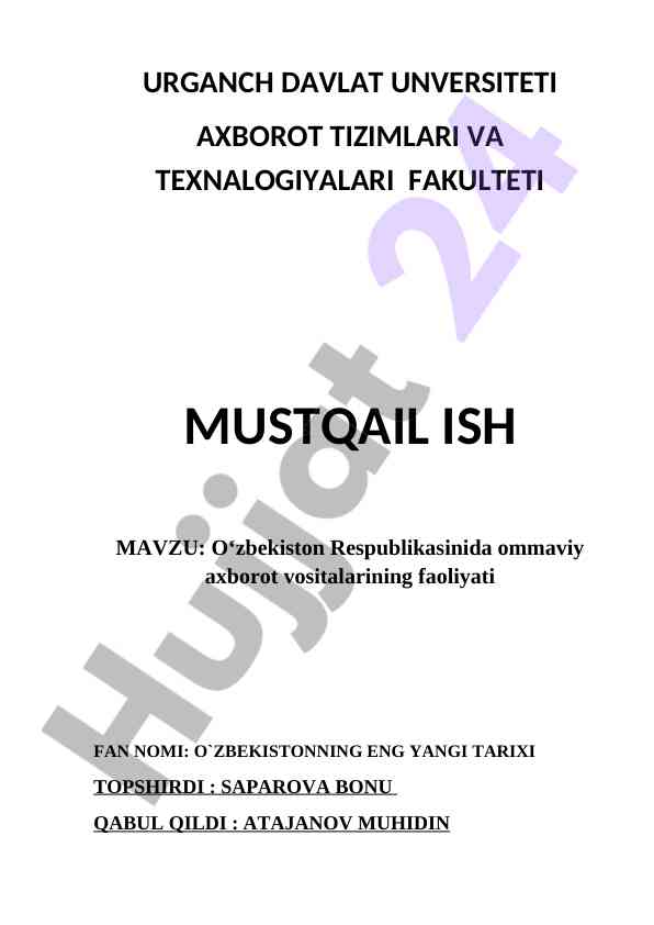 Ommaviy axborot vositalarining faoliyati