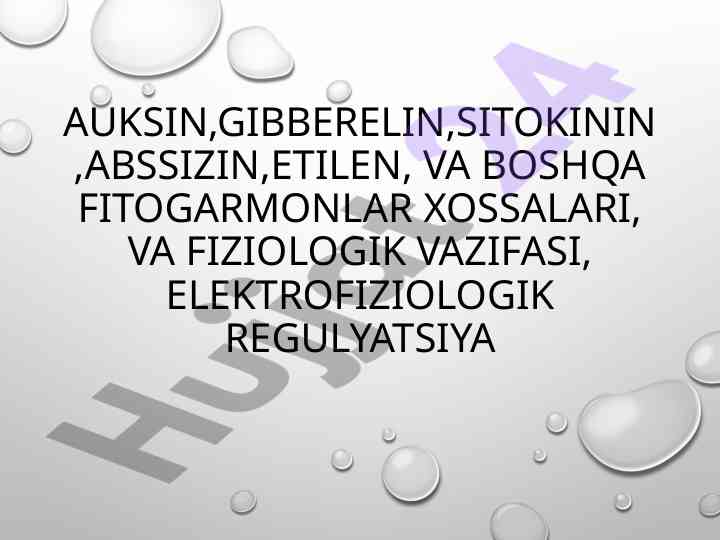 Fitogarmonlar xossalari va fiziologik vazifasi