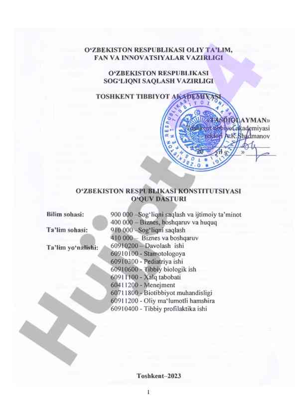 O‘zbekiston respublikasi konstitutsiyasi ta’lim modul