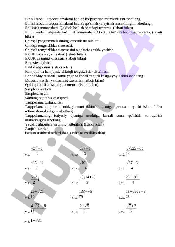 Chiziqli tengsizliklar sistemasi va isbotlari