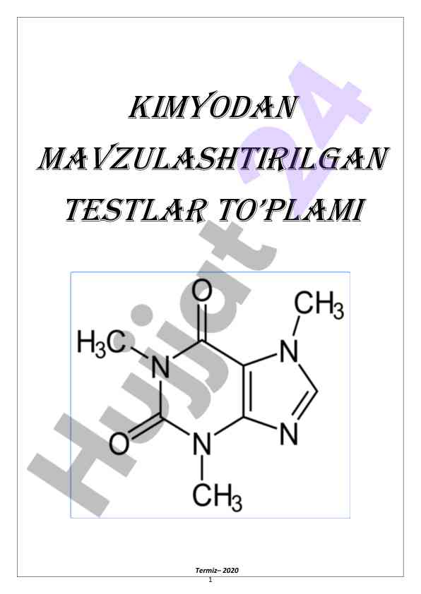 Kimyodan mavzulashtrilgan testlar to‘plami 2020
