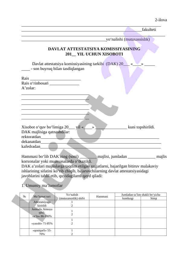 Davlat attestatsiya komissiyasi hisoboti 2023 yil