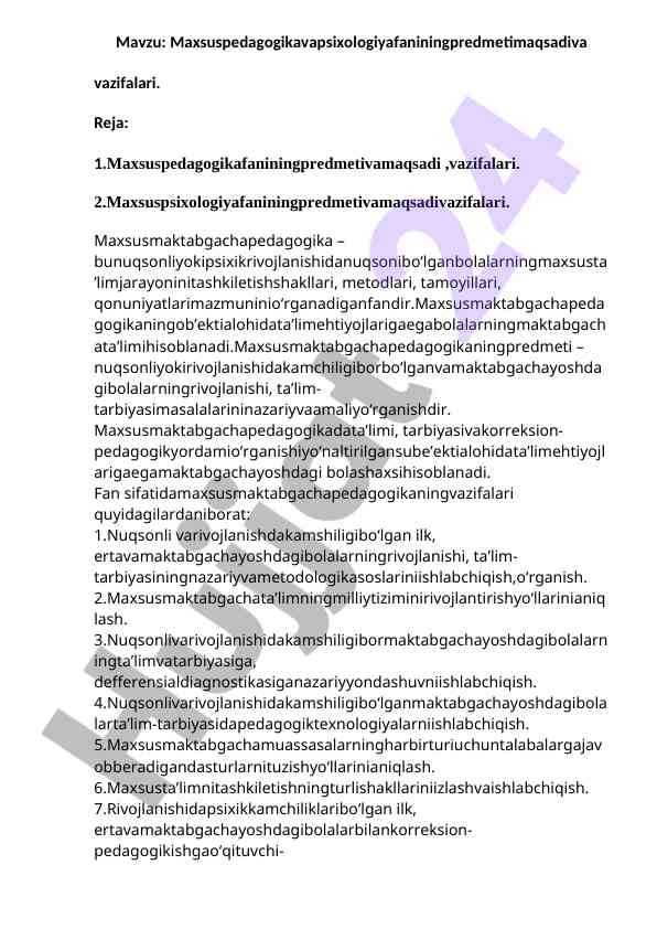 Maxsus pedagogika va psixologiya fanining ahmiyati