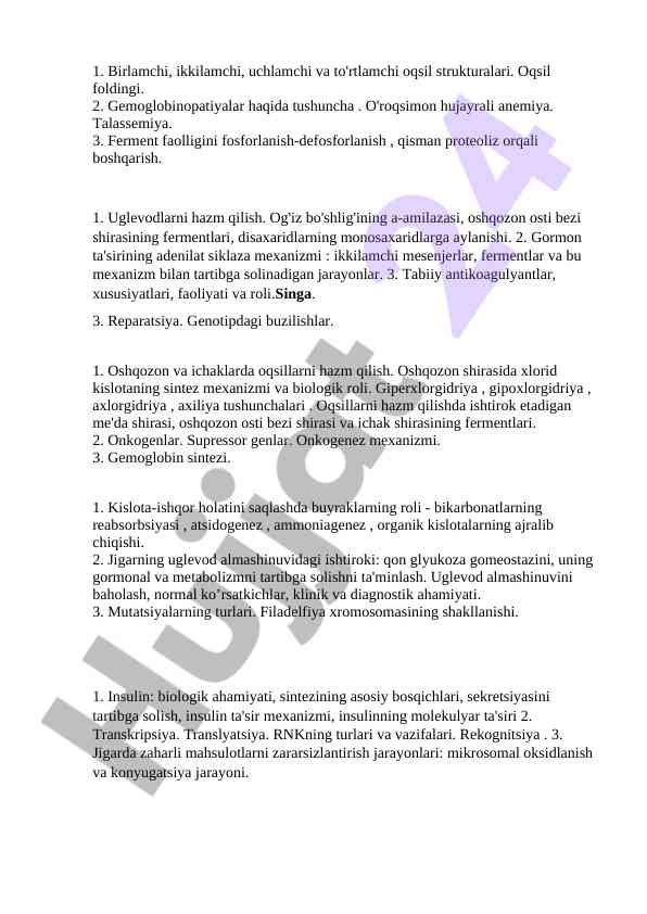 Oqsil va fermentlar hakkida tushunchalar