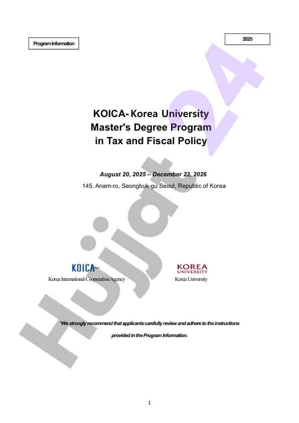 Korea university master's degree program overview