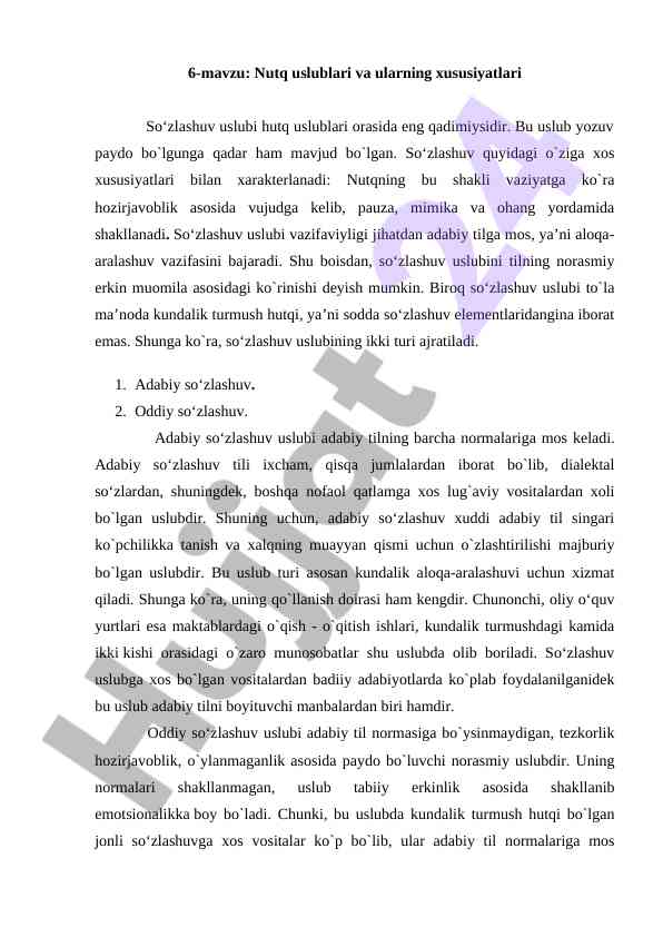 Nutq uslublari va ularning xususiyatlari