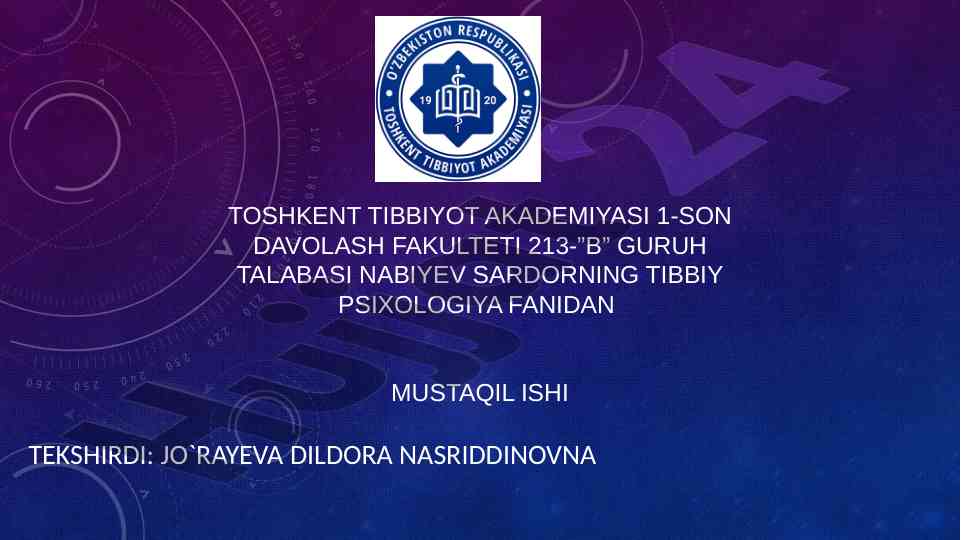 Ruhiy kasalliklar haqida tushuncha va turlari