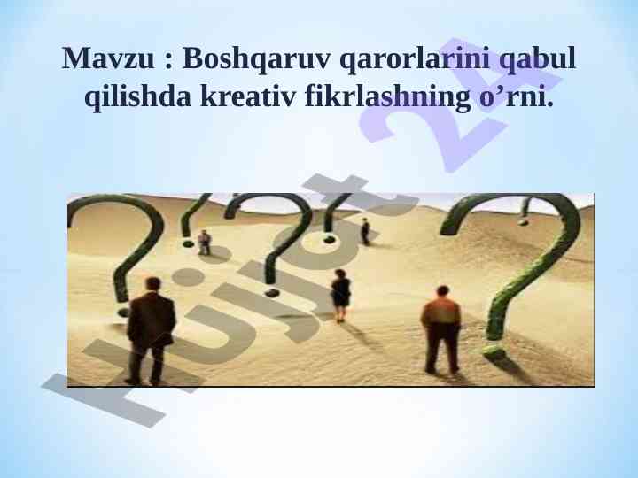 Kreativ fikrlash va boshqaruv qarorlari