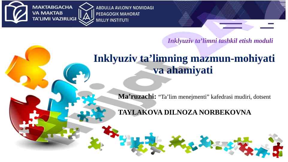 Inklyuziv taʼlimni tashkil etish moduli