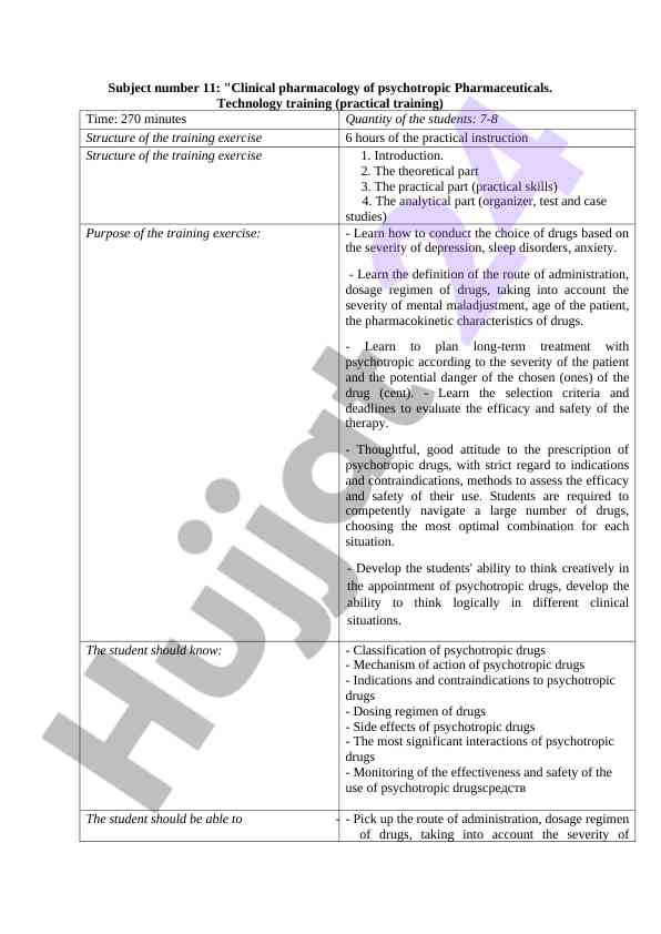 Klinik psixofarmakologiya amaliy mashg‘ulotlari