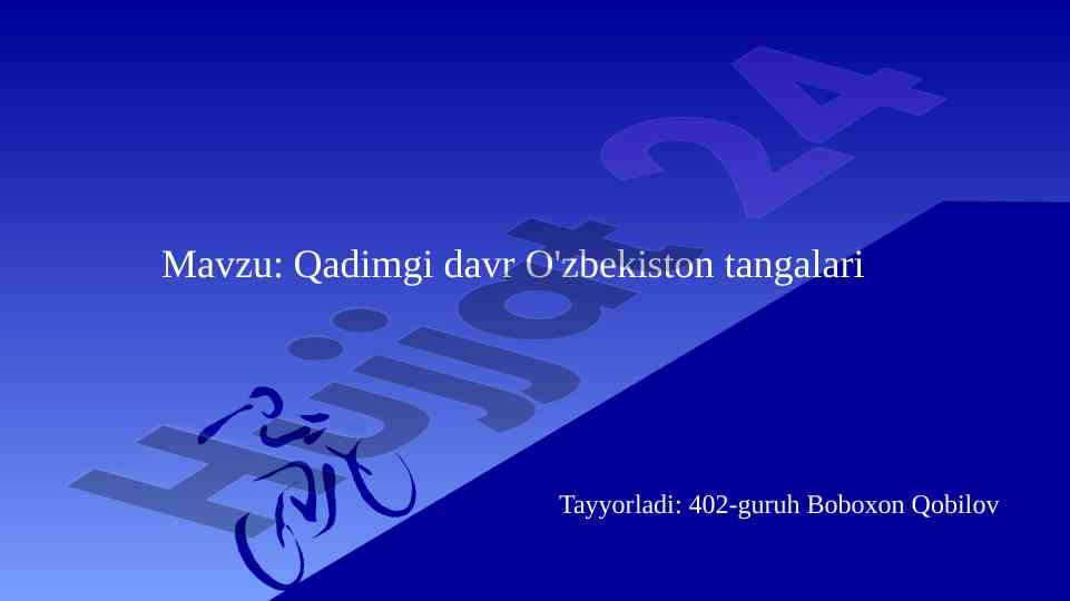 Qadimgi davr o'zbekiston tangalari haqida maqola