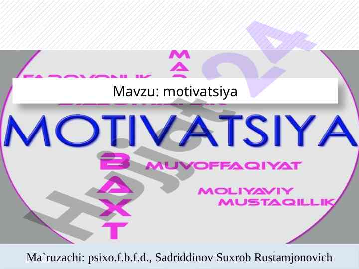 Motivatsiya va motivlar: asosiy tushunchalar