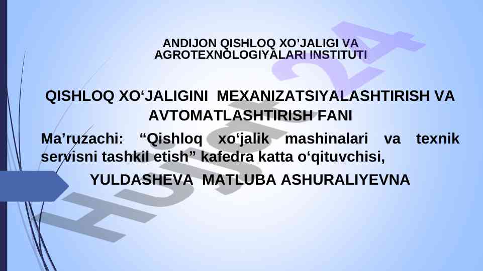 Avtomatika vositalari xaqida umumiy tushunchalar