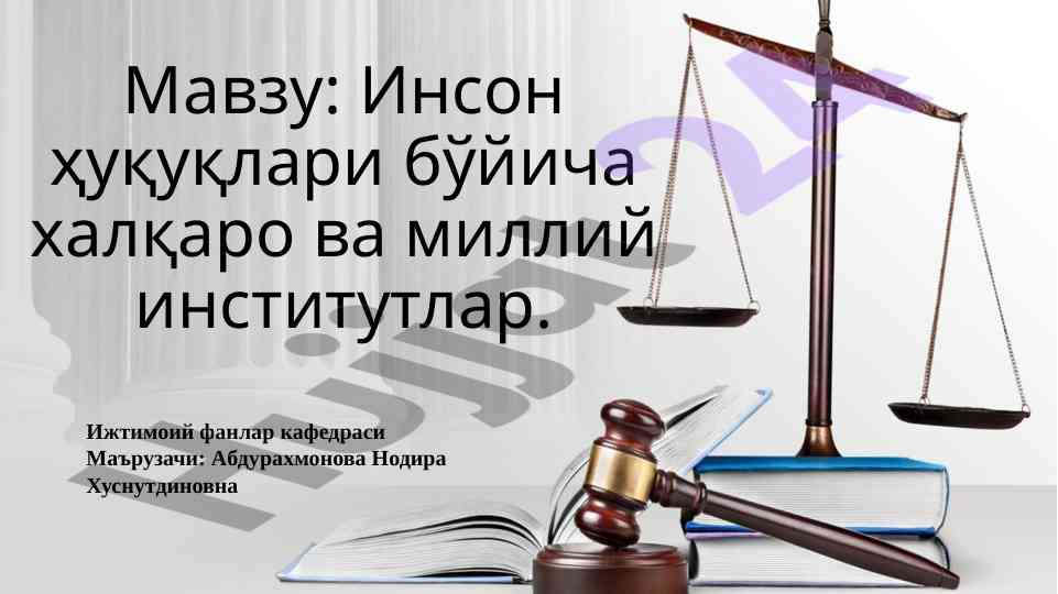Инсон ҳуқуқлари бўйича халқаро институтлар интеракцияси