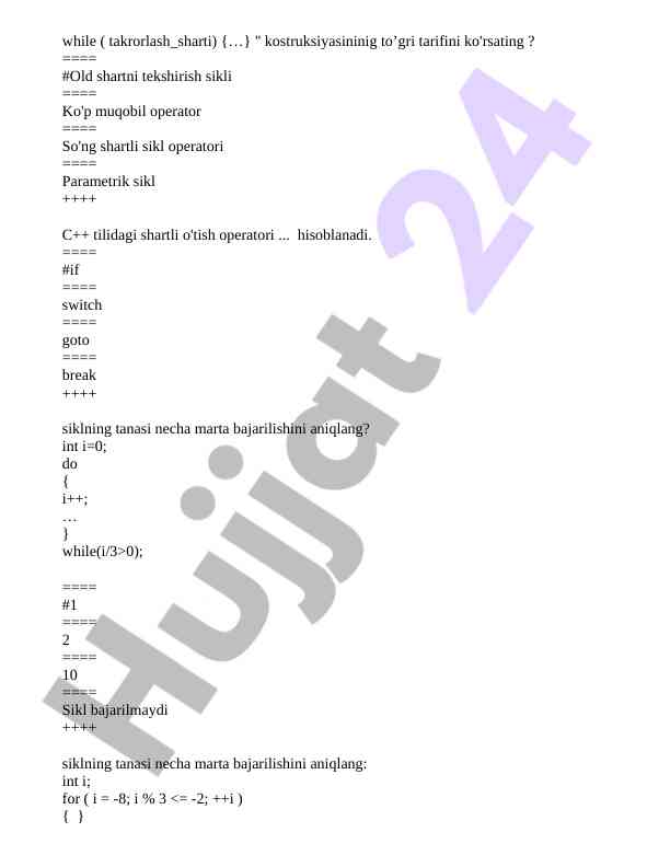 C++ tilida shartli operatorlar va sikllar