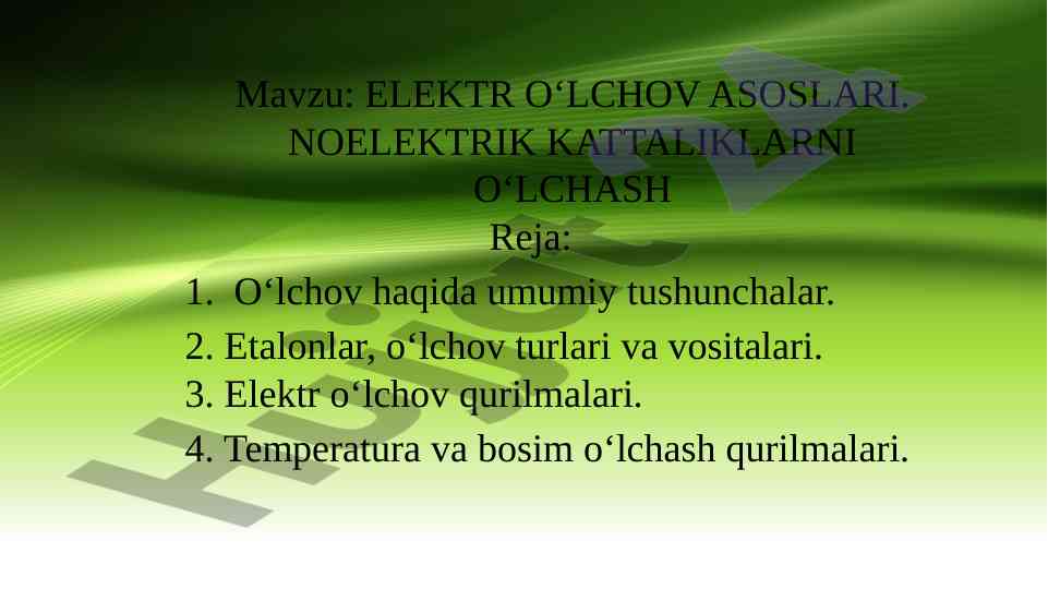 Elektr o‘lchov asoslari va qurilmalari tahlili