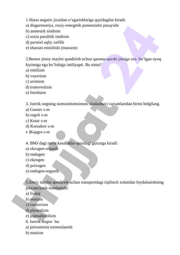 Psixiatriya va ijtimoiy psixologiya testlari