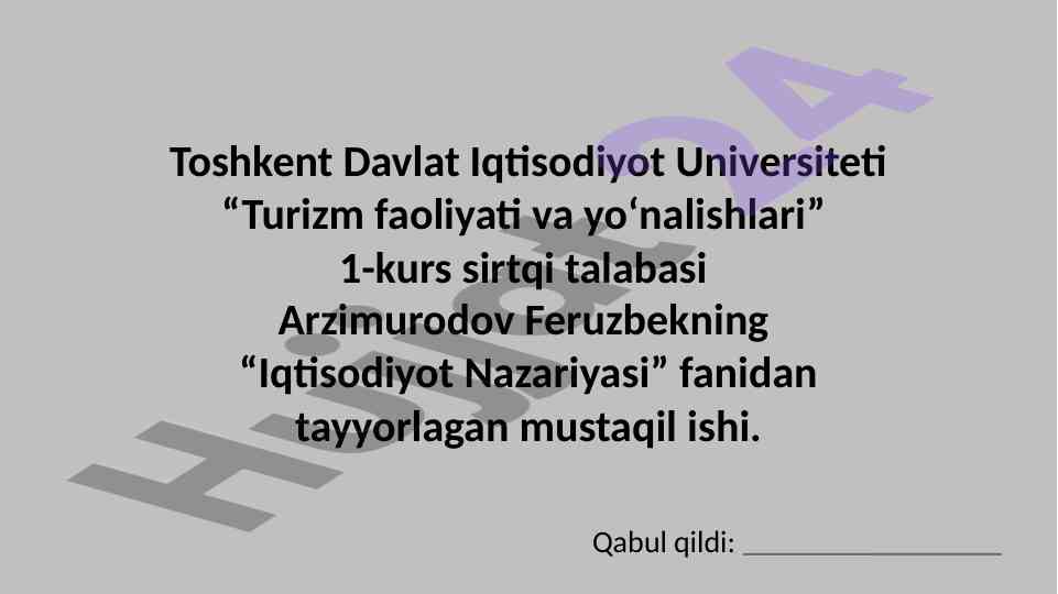 Iqtisodiyot nazariyasi ish haqi tushunchasi