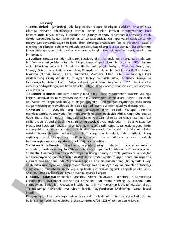 Jahon Dinlari Va Buddizm Tarixi