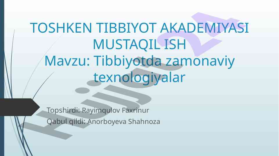 Zamonaviy texnologiyalar tibbiyotda rivojlanishi
