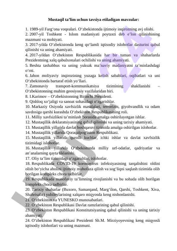 O'zbekistonda ijtimoiy inqiroz va iqtisodiy islohotlar