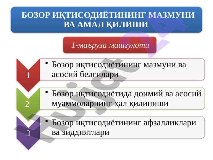 Bozor iqtisodiyotining afzalikliklari va tahlili