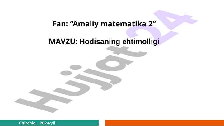 Hodisaning ehtimolligi masalalari