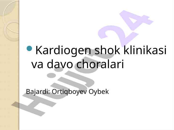 Kardiogen shok klinikasi va davo choralari