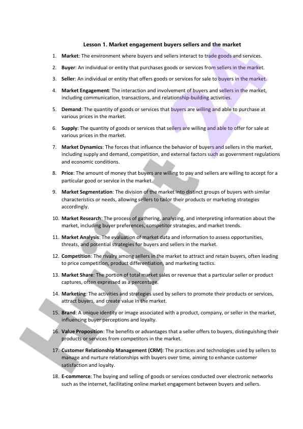 Market engagement buyers sellers and the market