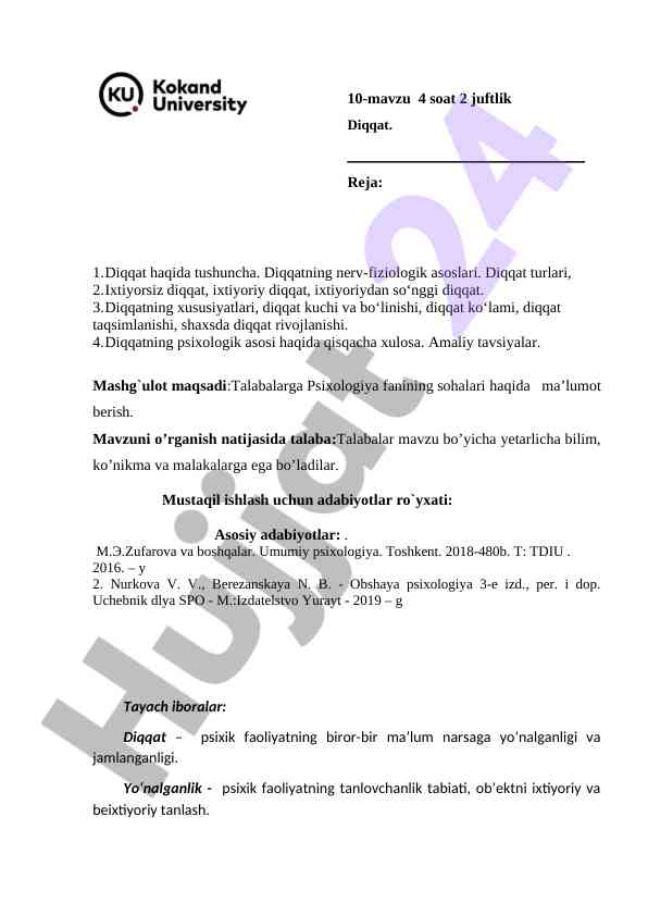 Diqqatning psixologik asoslari va turlari