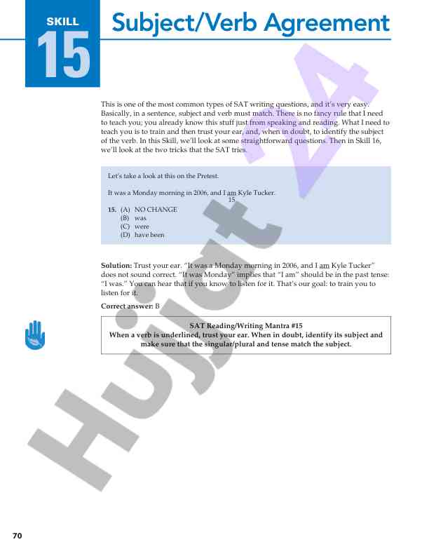 Subject verb agreement skills for sat preparation
