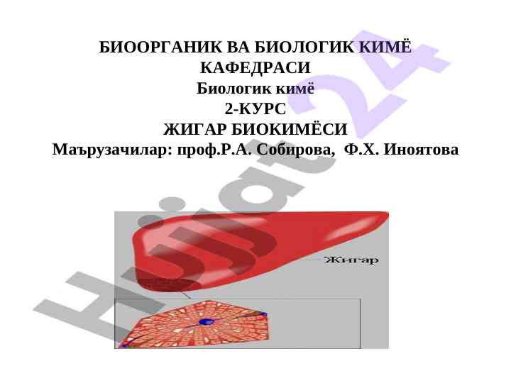 Жигар биокимёсининг асосий жараёнлари