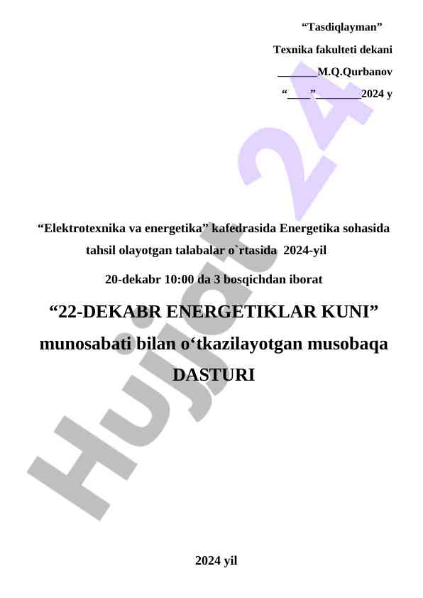 Energetiklar kuni musobaqasi dasturi 2024