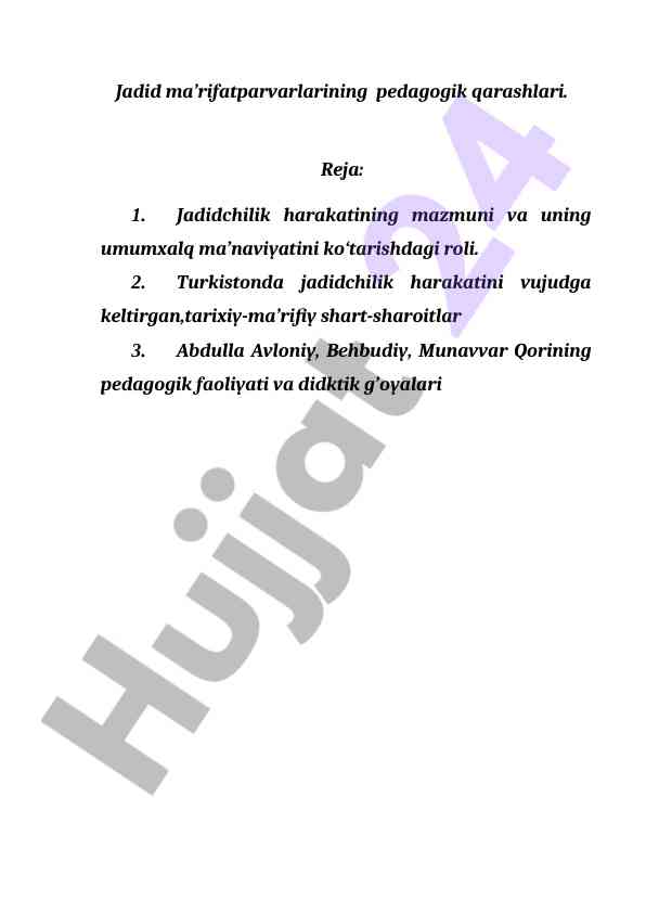 Pedagogik qarashlar va jadidchilik harakati
