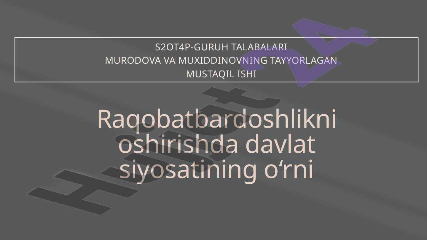 Raqobatbardoshlikni oshirishda davlat siyosati