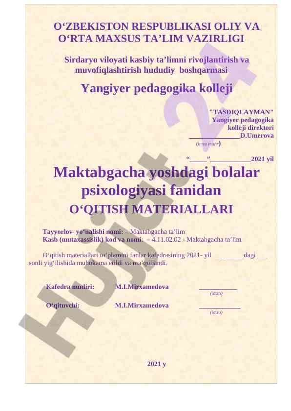 O‘qituvchi mirxamedova mavjuda haqida ma’lumot