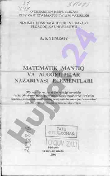 Matematik mantiq va algoritmlar nazariyasi elementlari